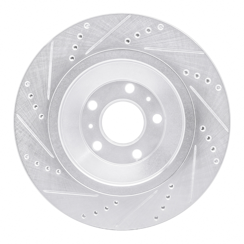 Audi A8 Brake Rotor (1) - Rear Right - R1 Concepts - Drilled & Slotted - Silver - `04-`18